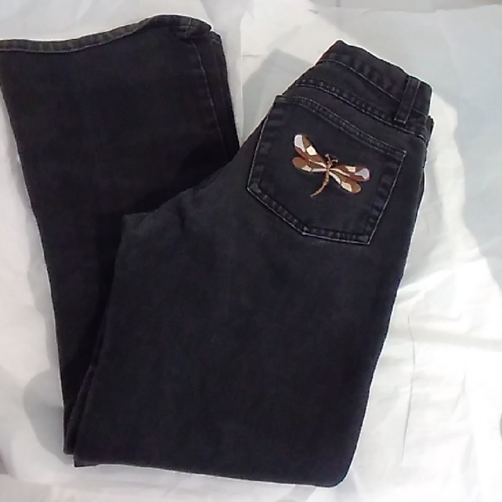 Stone Jeans Black Jeans With Dragonfly Embroidery On Back Pocket Women's Size 7